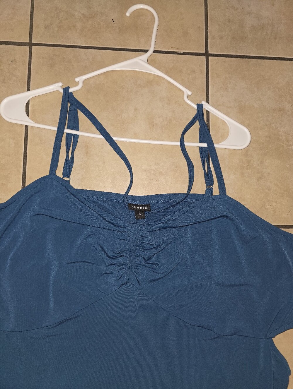 Blue Ruched Strappy Women's Bodysuit